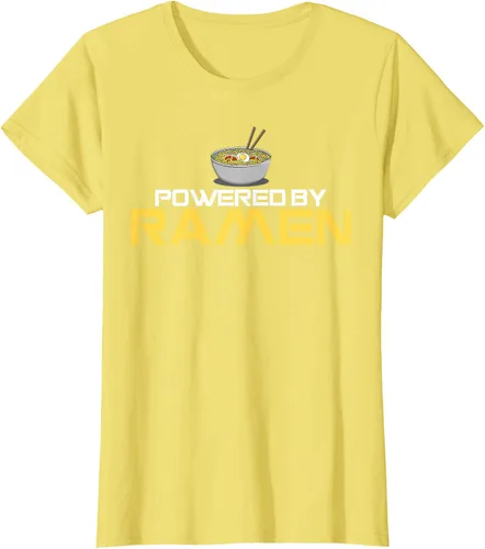Miniatura 70 de Camiseta de fideos de anime japoneses Powered By Ramen, Negro, S