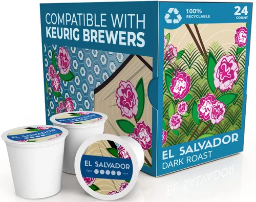 Atlas Coffee Club Cápsulas de café – Tostado oscuro, origen único El Salvador, 24 unidades – Compatible con cafeteras Keurig K-Cup – 100%