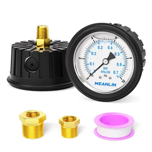 Miniatura 31 de MEANLIN MEASURE - Manómetro de acero inoxidable, relleno de líquido, esfera con cara de 2.5 pulgadas, NPT de 1/4 de pulgada, agua, aceite y gas