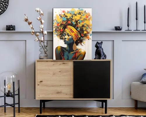 Miniatura 279 de Arte de pared afroamericano, decoración de rey y reina bailarín negro para sala de estar, arte de pareja de amor negro para dormitorio, lienzo