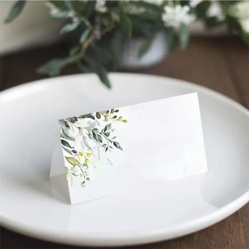 Miniatura 5 de Paquete de 120 tarjetas de lugar con patrón de acuarela, tarjetas de asiento para mesa de mesa, bodas, banquetes, cenas, tarjetas de nombre