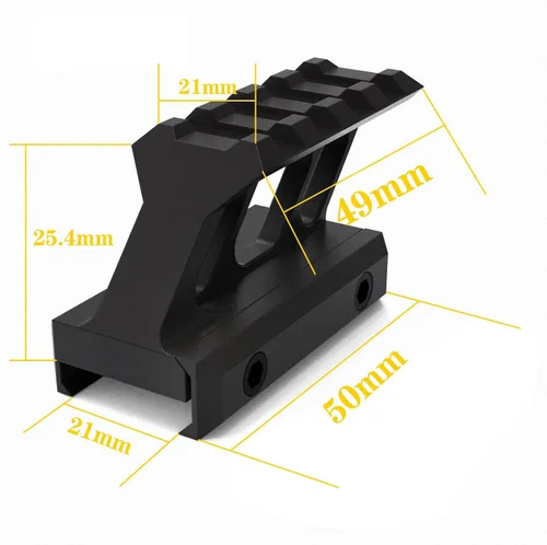 Miniatura 2 de Persei Picatinny Riser Mount 1 pulgada altura 4 ranuras hacia adelante extendiéndose para mira micro reflejo rojo punto alcance
