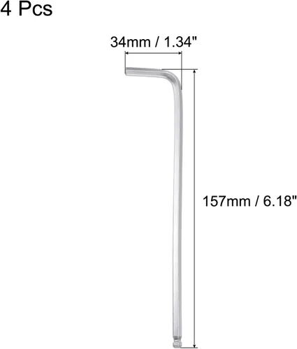 Miniatura 2 de uxcell Llave hexagonal de extremo de bola de 3/16", herramienta de reparación CR-V de brazo largo en forma de L, SAE 4 piezas