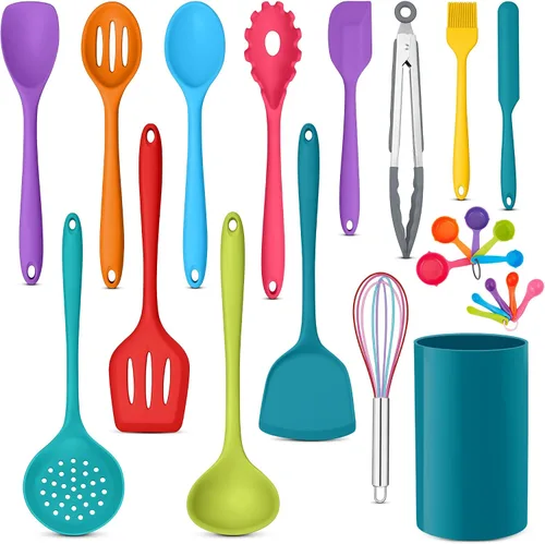 Miniatura 9 de E-far Juego de 10 utensilios de cocina de silicona, juego de utensilios de cocina resistentes al calor para utensilios de cocina antiadherentes