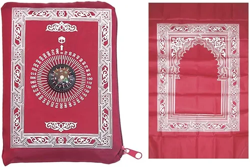 Alfombra de oración islámica, alfombra de oración musulmana, con bolsa de transporte de bolsillo de brújula, 1 alfombrilla de oración de viaje
