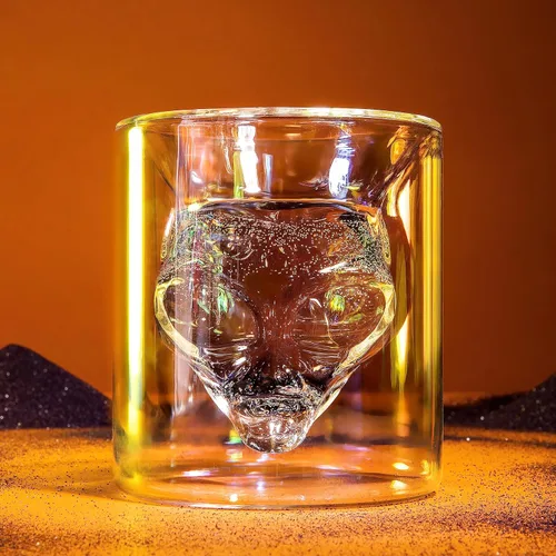 Miniatura 8 de Dragon Glassware Vasos de bebida Alien – Juego de 2 vasos de 7 onzas con diseño único de doble pared gris inspirado en alienígenas de Área 51