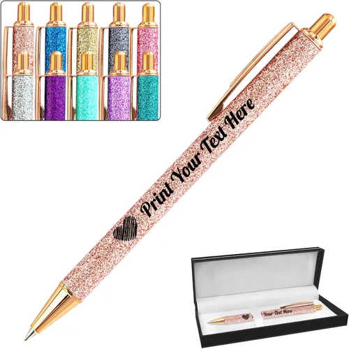 Miniatura 55 de Hasta 100 bolígrafos personalizados a granel con nombre, bolígrafo con purpurina personalizable, logotipo de negocios, mensaje de texto, regalo