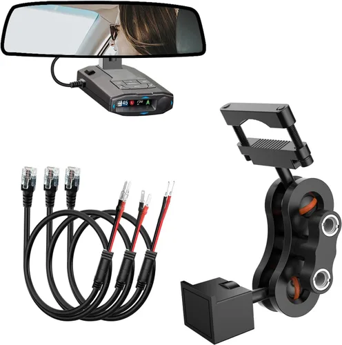 Miniatura 8 de SDSACZMU Soporte para Detector de Radar, Soporte de Montaje de Radar de Varilla de Espejo Retrovisor + Kit de Cable de Alimentación de Cableado