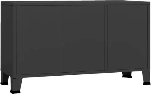 Miniatura 6 de Armario de almacenamiento industrial de metal con 3 puertas, armario de almacenamiento de piso negro, gabinete de almacenamiento multiusos