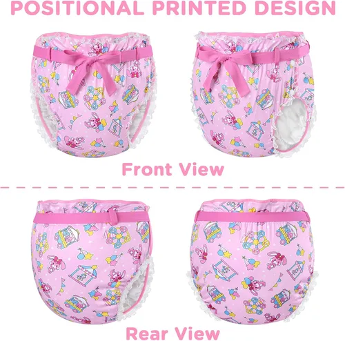 Miniatura 5 de Littleforbig Funda para pañales Omutsu con cinta para adultos, lavable, ajustable, reutilizable, impermeable, diseño de circo pastel Usagi