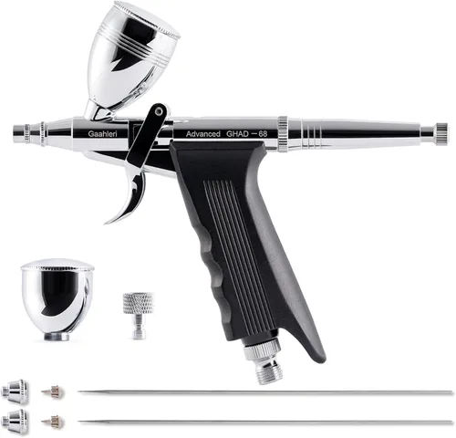 Gaahleri - Kit de aerógrafo, pistola de aerógrafo de acción dual y alimentación por gravedad, agujas de 0.38 y 0.5mm, taza de fluido de 1/2 y 1/4