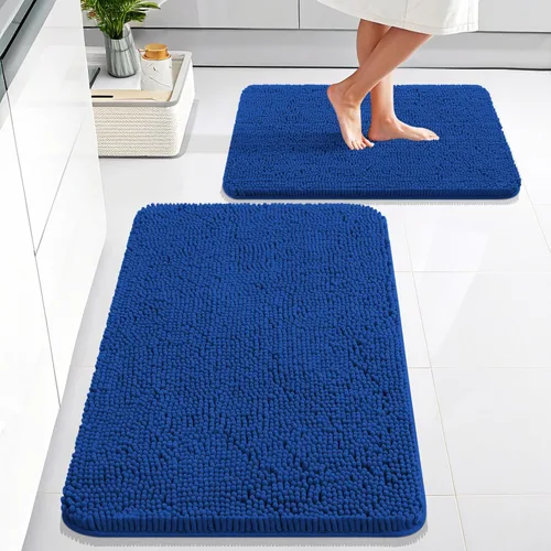 Miniatura 137 de OLANLY Juego de alfombras de baño de 2 piezas, alfombras de baño de chenilla suave y absorbente y alfombra de contorno en forma de U para inodoro