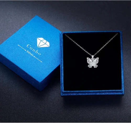 Miniatura 7 de Butterfly Necklace S925 Sterling Silver Butterfly Pendant Necklace Sparkly Cubic Zirconia Butterfly Necklace Butterfly Jewelry Gift for Women Girl