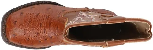 Miniatura 4 de Roper Bota occidental de avestruz sintética con punta cuadrada, Marrón
