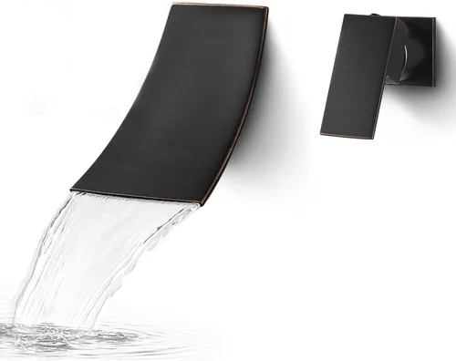 SKOWLL Grifo de baño de montaje en pared, grifo de cascada de montaje en pared de una sola manija para fregadero de recipiente, válvula de llenado