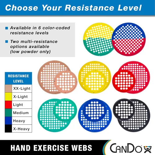 Miniatura 3 de CanDo Webs de ejercicio de mano para fisioterapia, fortalecimiento de agarre y entrenamientos de resistencia de manos, dedos, muñeca, tamaño Verde