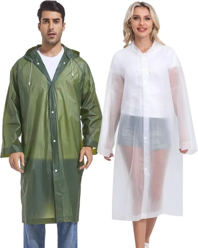 Miniatura 59 de 2 abrigos de lluvia de Borogo para adultos, chaquetas de lluvia reutilizables para hombres y mujeres
