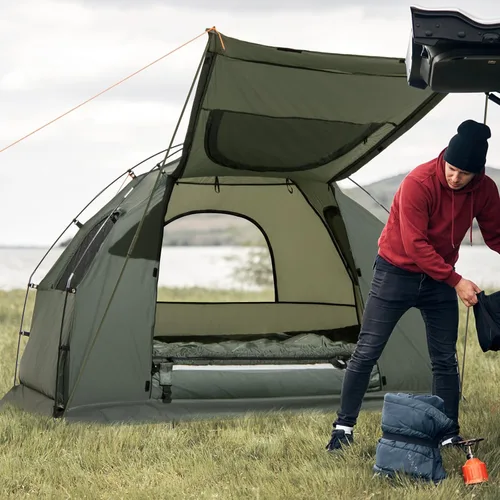 Miniatura 2 de Tangkula Combo de Catre de Tienda 5 en 1 con Toldo, Colchón de Aire, Saco de Dormir, Almohada, Tienda Individual Elevada con Bolsa de Transporte