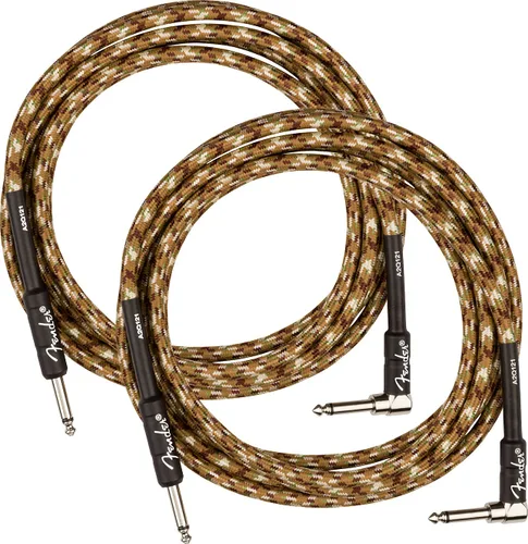Miniatura 27 de Fender Cable de instrumentos de lujo de 10 pies, ángulo recto, tweed negro, paquete de 2