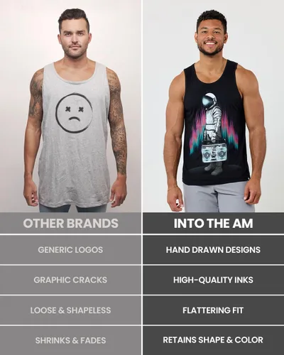 Miniatura 5 de INTO THE AM Camisetas sin mangas gráficas para hombre, camisetas sin mangas con ilustraciones geniales para verano, playa, ejercicio, fitness