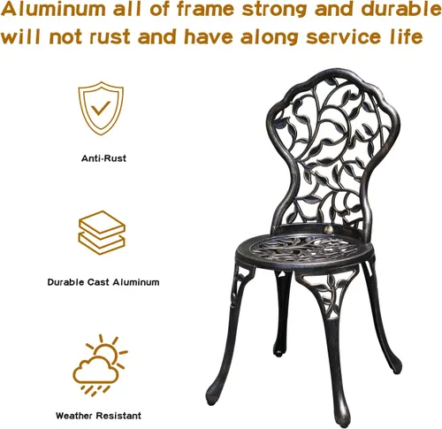 Miniatura 3 de JARDIN DE CENTENNIAL - Juego de bistró para patio. Juego de mesa de bistró de aluminio fundido resistente al óxido con agujero para paraguas