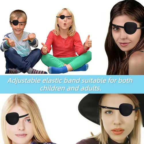 Miniatura 3 de parche para ojos monocular negro, lavable, para ambliopía, parche médico para ojos, disfraz de pirata para adultos y niños