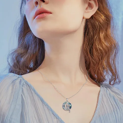 Miniatura 2 de ONEFINITY Collar de cuervo de cristal de plata de ley vikingo celta cuervo colgante de cuervo de luna creciente amuleto de pentagrama joyería