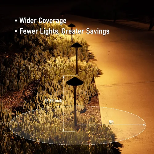 Miniatura 5 de LEONLITE Update 5CCT Luces de Sendero de Bajo Voltaje, Luces LED para Sendero de Paisajismo, 1800/2700/3000/4000/5000K, Cabezal de Cono Plano