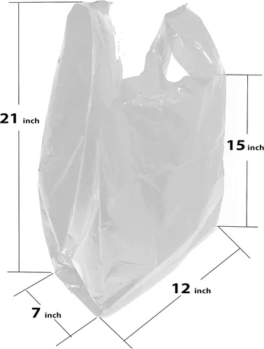 Miniatura 8 de Compras de comestibles Bolsas de plástico para camisetas lisas 12" x 7" x 21" (marrón, 150)