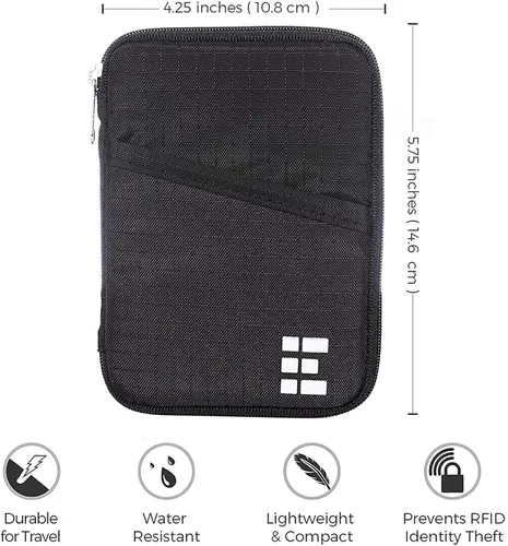 Miniatura 5 de Zero Grid Cartera de pasaporte portadocumento de viaje con bloqueo RFID