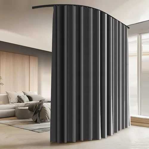 Miniatura 10 de Cortinas divisoras de habitación con juego de rieles de cortina de techo, cortina de ventana para dormitorio, sala de estar, oscurecimiento total