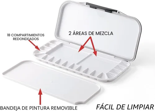 Miniatura 5 de Transon - Paleta de acuarela plegable con tapa de 18 pozos, 2 áreas de mezcla y 1 bandeja grande de mezcla. También para paleta de pintura gouache
