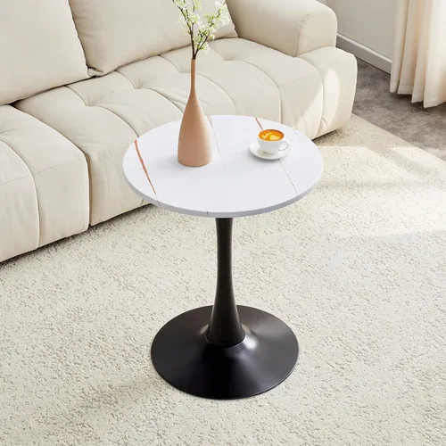 Miniatura 18 de Mesa de comedor redonda de madera para espacios pequeños, mesas de tulipanes de 24 pulgadas con base de pedestal de metal, mesa de bistró para 2
