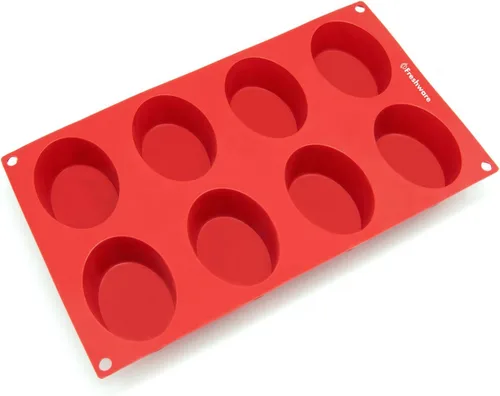 Miniatura 2 de Freshware Molde de silicona ovalada de 8 cavidades para jabón, pasteles, pan, cupcakes, pastel de queso, pan de maíz, muffin, brownie y más