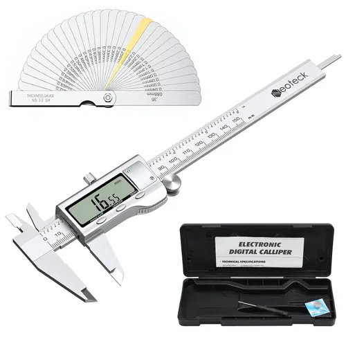 Miniatura 8 de Neoteck calibrador digital de 4 pulgadas/100 mm, calibradores electrónicos de acero inoxidable, herramienta de medición con conversión