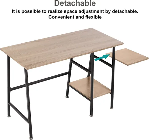 Miniatura 8 de VECELO Escritorio para computadora de oficina en casa de 43 pulgadas, escritorio moderno y simple con almacenamiento para dormitorio, mesa simple
