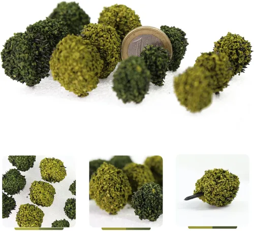 Miniatura 2 de Árboles de vegetación en miniatura con bases modelo, terreno, guerra, juegos, bricolaje, paisaje ferroviario (24 arbustos)