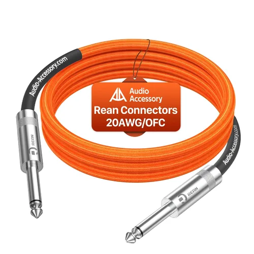 Miniatura 11 de Cable de guitarra de 1.5 pies, paquete de 2 unidades, nailon trenzado anti-torceduras reforzado con Kevlar, conector Neutrik REAN, calibre 20