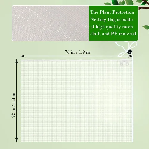 Miniatura 2 de Cubierta para plantas de jardín, bolsas de red de protección para plantas con cremallera, cubierta de red para árboles frutales, bolsas de malla