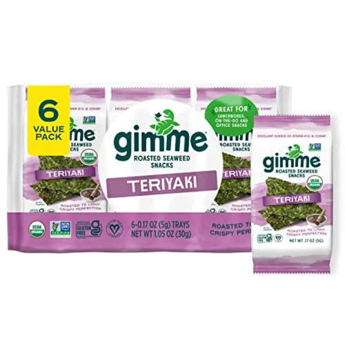 Miniatura 16 de gimMe - Bocadillo de algas marinas orgánicas tostadas con sal marina, 6 paquetes de 15oz