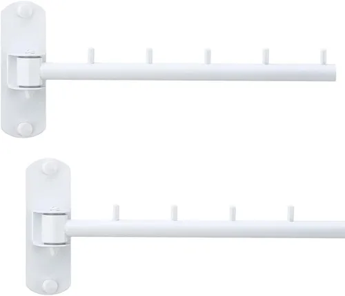 Miniatura 8 de Paquete de 2 percheros plegables de pared con brazo oscilante de acero inoxidable resistente para baño, dormitorio, cuarto de servicio, color negro