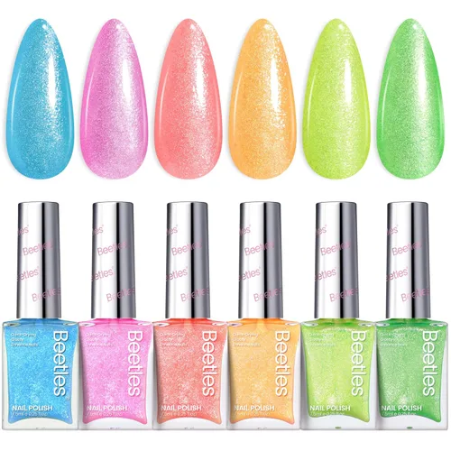 Miniatura 33 de Beetles - Juego de esmaltes de uñas pastel, 6 colores, rosa, azul, amarillo, nude, rosa, morado, juego de esmalte de uñas de secado rápido, secado