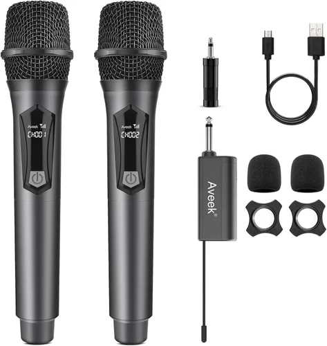 Miniatura 8 de Aveek Micrófono inalámbrico de karaoke, micrófono de mano con receptor recargable, para altavoces y amplificadores con alimentación, juego