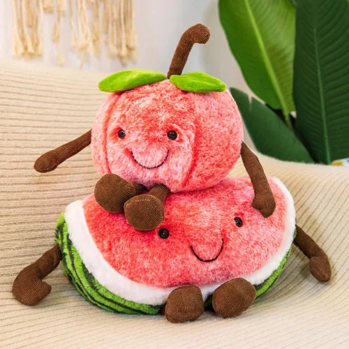 Miniatura 7 de XIYUAN Juguetes suaves de 19.6 pulgadas, serie de frutas, sandía, frutas, almohada de peluche, juguetes de cereza, lindos juguetes suaves, cojín