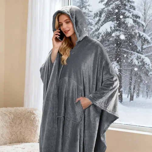 Miniatura 7 de Catalonia Poncho con capucha tipo manta para vestir para mujeres y hombres adultos, capa tipo manta de forro polar con capucha Cálido, suave