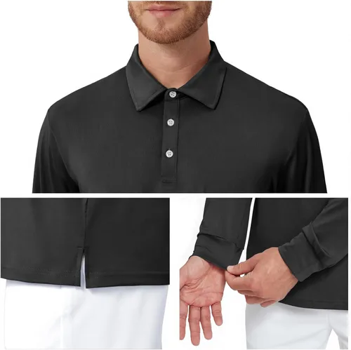 Miniatura 5 de NAVISKIN Camisas polo de manga larga para hombre, camisas de golf con cuello UPF 50 SPF para hombre, secado rápido, absorbe la humedad