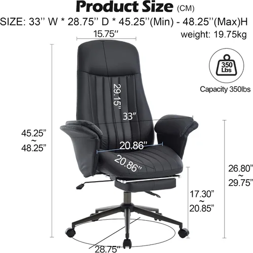 Miniatura 2 de Silla de escritorio de oficina en casa con reposapiés, respaldo alto, silla ergonómica para computadora con soporte lumbar, silla giratoria