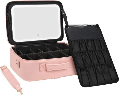 Miniatura 13 de Relavel - Estuche de maquillaje de viaje en tren de 13.8 pulgadas, estuche de cosméticos grande profesional, portátil, organizador y almacenamiento