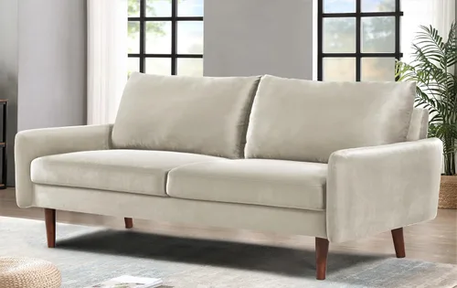 Miniatura 5 de Container Furniture Direct Kent - Sofá de terciopelo para salas de estar modernas y espacios compactos, cómodo sofá de 3 plazas, muebles de estudio