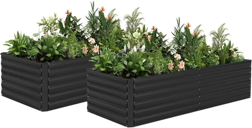 Miniatura 27 de NAVINE Cama de jardín elevada de 8 x 4 x 2 pies, macetas elevadas de metal grande, macetas para plantas al aire libre para verduras, flores